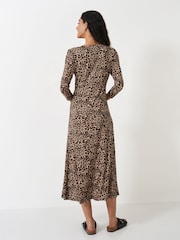 Crew Clothing Company Brown 3/4 Sleeve Flora Jersey Dress - Image 3 of 6