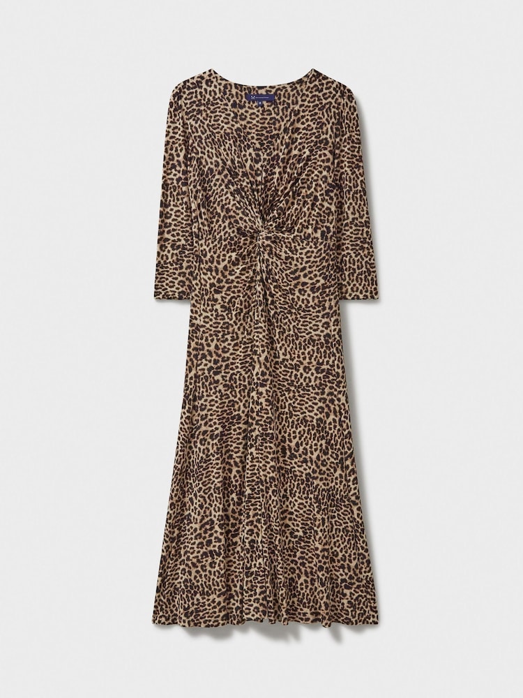 Crew Clothing Company Brown 3/4 Sleeve Flora Jersey Dress - Image 6 of 6