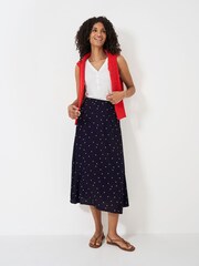 Crew Clothing Blue Amber Flared Midi Skirt - Image 1 of 5