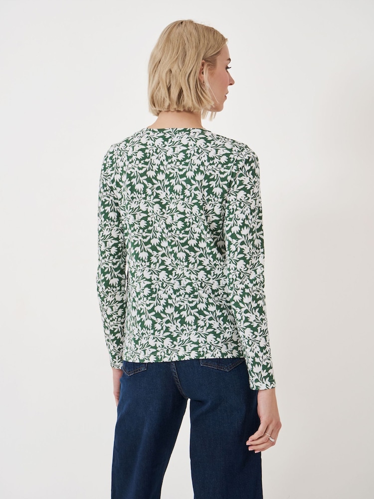 Crew Clothing Company Green Cassandra Stripe Button Top - Image 2 of 5
