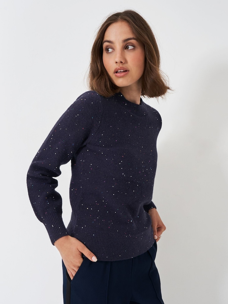 Crew Clothing Company Blue Glitterball Sequin Jumper - Image 1 of 5