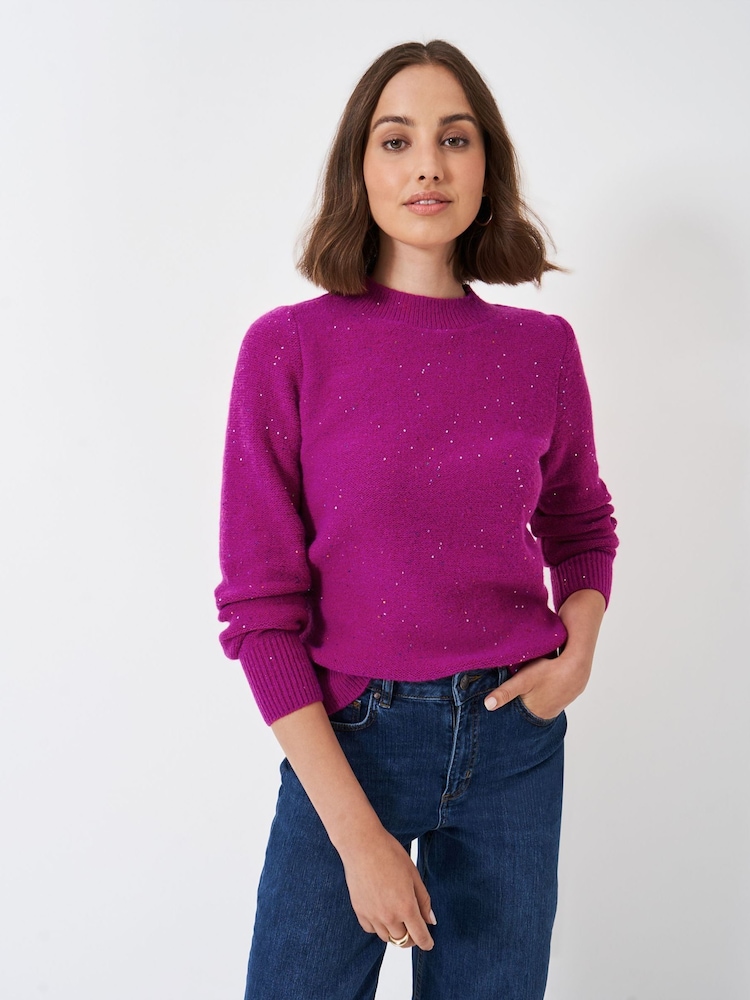Crew Clothing Company Pink Glitterball Sequin Jumper - Image 1 of 5