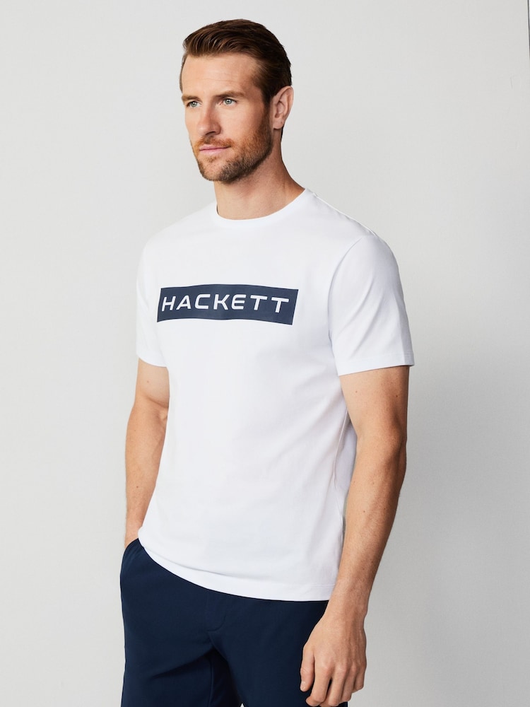 Hackett London Men 100% Cotton White T-Shirt - Image 1 of 1 Hackett London Men 100% Cotton White T-Shirt - Image 1 of 1