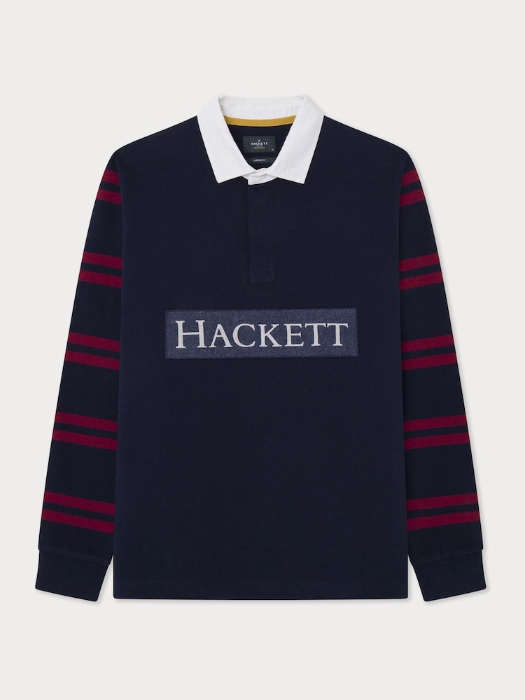 Hackett London Men Blue 100% Cotton Polo Shirt - Image 1 of 3 Hackett London Men Blue 100% Cotton Polo Shirt - Image 1 of 3