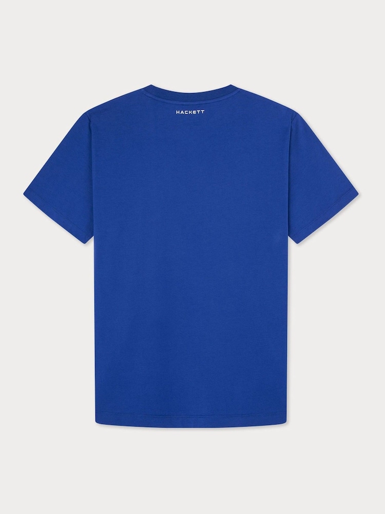 Hackett London Men Blue 100% Cotton T-Shirt - Image 2 of 3 Hackett London Men Blue 100% Cotton T-Shirt - Image 2 of 3