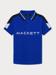 Hackett Older Boys London Blue 100% Cotton Polo Shirt - Image 1 of 3