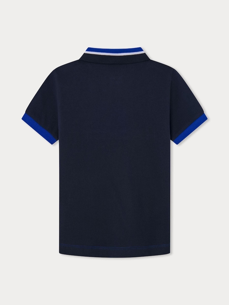 Hackett Older Boys London Blue 100% Cotton Polo Shirt - Image 2 of 3 Hackett Older Boys London Blue 100% Cotton Polo Shirt - Image 2 of 3