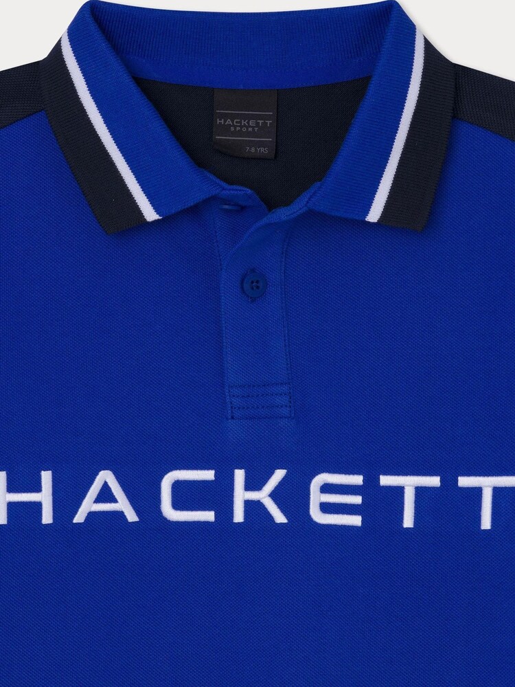 Hackett Older Boys London Blue 100% Cotton Polo Shirt - Image 3 of 3 Hackett Older Boys London Blue 100% Cotton Polo Shirt - Image 3 of 3
