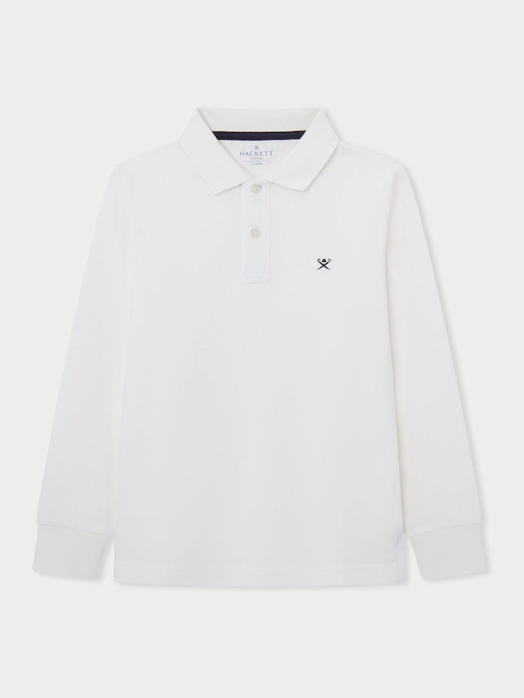 Hackett Older Boys London 100% Cotton White Polo Shirt - Image 1 of 3