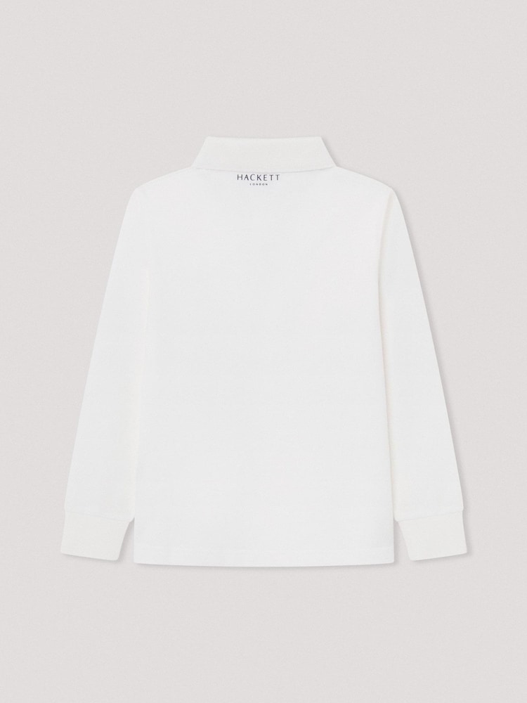 Hackett Older Boys London 100% Cotton White Polo Shirt - Image 2 of 3
