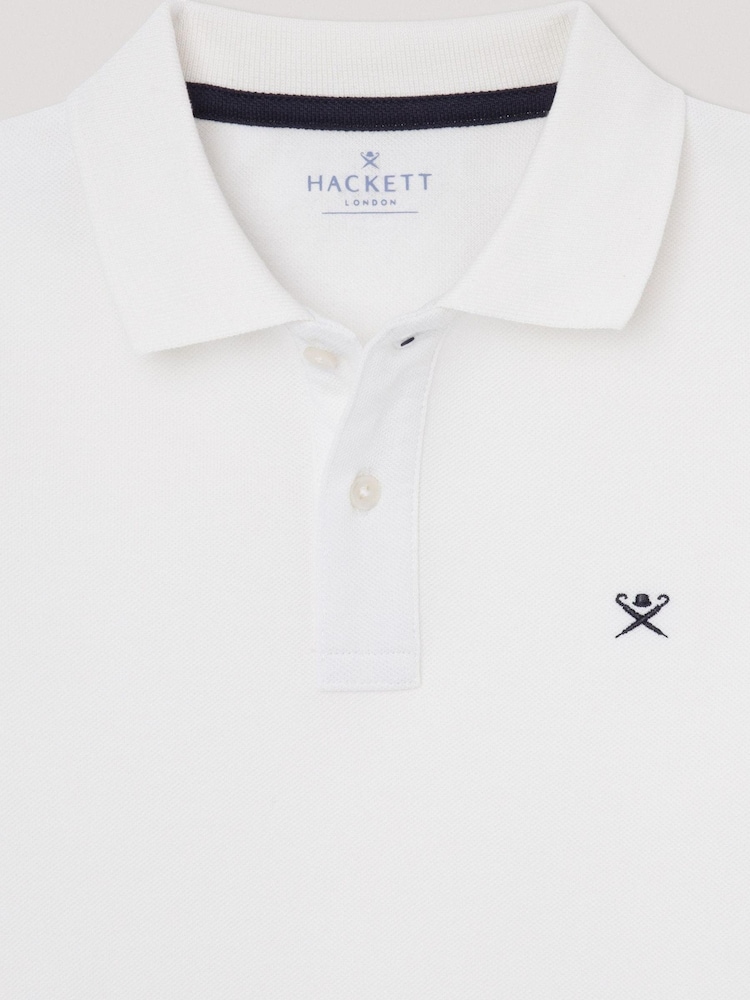 Hackett Older Boys London 100% Cotton White Polo Shirt - Image 3 of 3