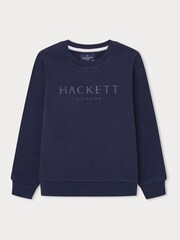 Hackett London Older Boys Blue 100% Cotton Sweatshirt - Image 1 of 3
