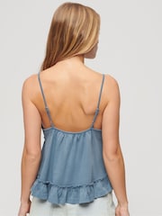 Superdry Blue 100% Cotton Tiered Jersey Cami Top - Image 3 of 3