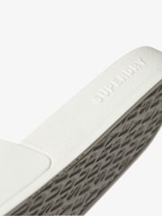 Superdry White Vegan Logo Pool Sliders - Image 5 of 5