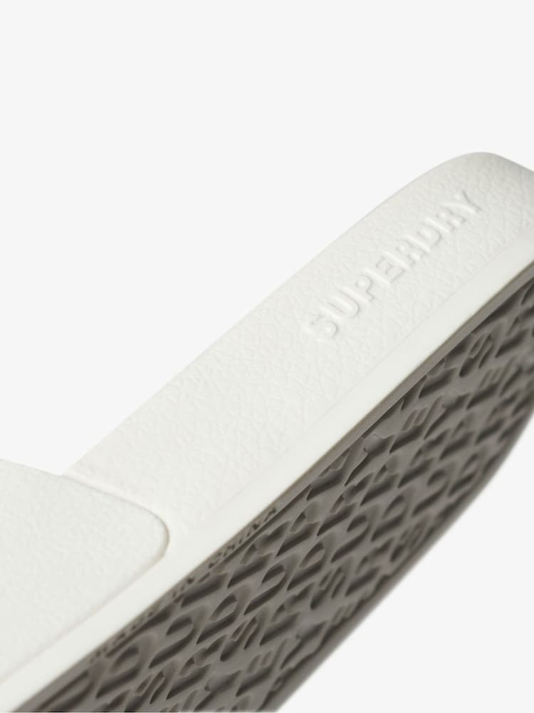 Superdry White Vegan Logo Pool Sliders - Image 5 of 5