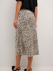 Kaffe Jasmina Elastic Waist Print Black Midi Skirt - Image 2 of 6