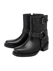 Ravel Black Leather Ankle Boots - Image 2 of 4