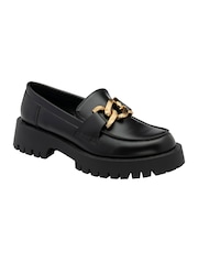 Ravel Black Burgundy Chunky Cleated Sole Loafers - Image 2 of 5