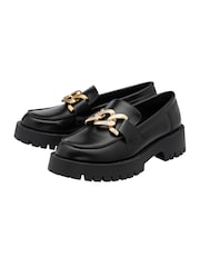 Ravel Black Burgundy Chunky Cleated Sole Loafers - Image 3 of 5
