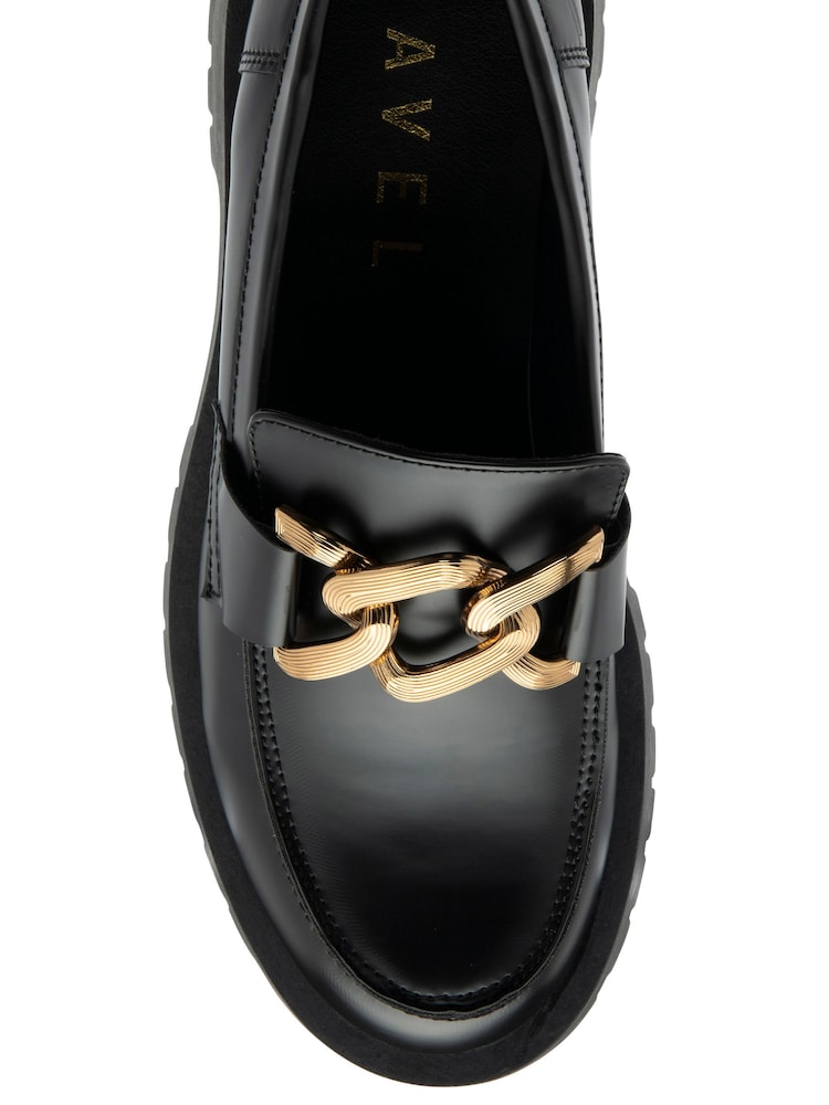 Ravel Black Burgundy Chunky Cleated Sole Loafers - Image 5 of 5