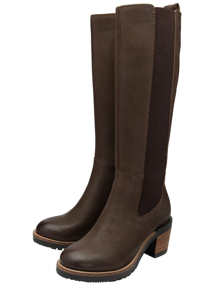 Ravel Brown Leather Knee High Boots - Image 2 of 4