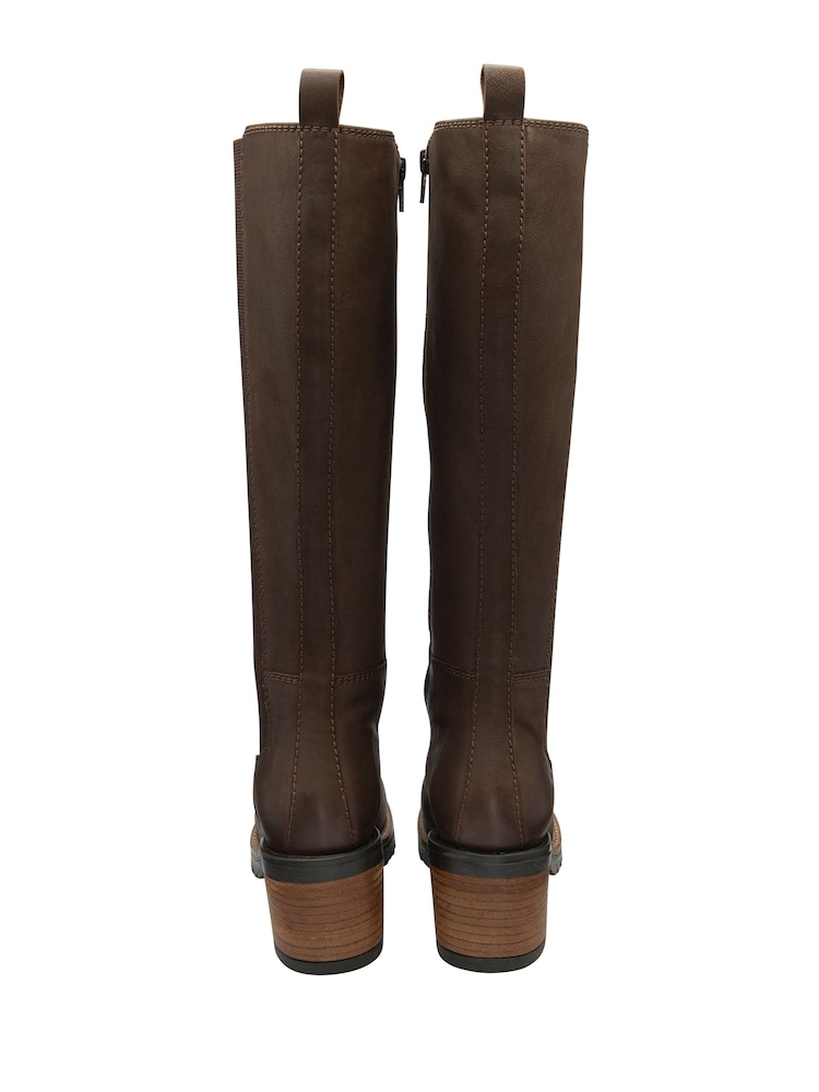 Ravel Brown Leather Knee High Boots - Image 3 of 4