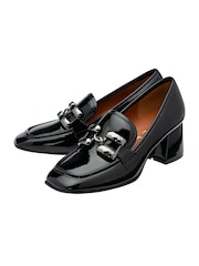 Ravel Black Patent Block Heel Shoes - Image 2 of 4