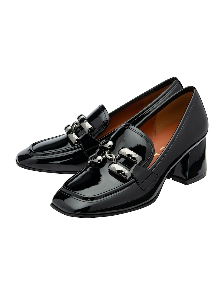 Ravel Black Patent Block Heel Shoes - Image 2 of 4