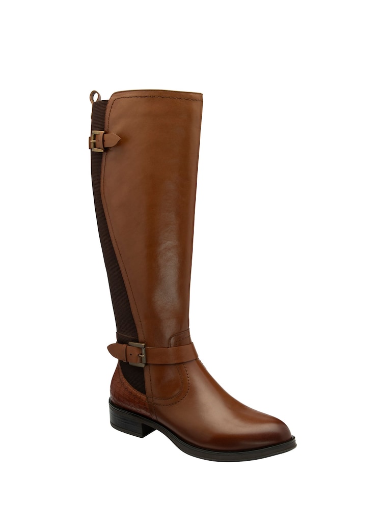 Ravel Brown Ground Leather Knee-High Boots - Image 1 of 4