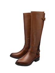Ravel Brown Ground Leather Knee-High Boots - Image 2 of 4