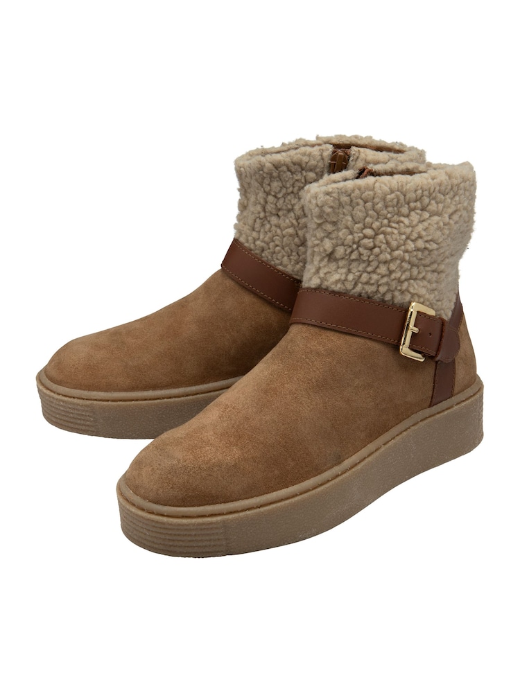 Ravel Brown Suede Flat Ankle Boots - Image 2 of 4