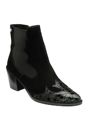 Ravel Black Suede And Patent Ankle Boots - Image 1 of 4