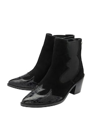 Ravel Black Suede And Patent Ankle Boots - Image 2 of 4