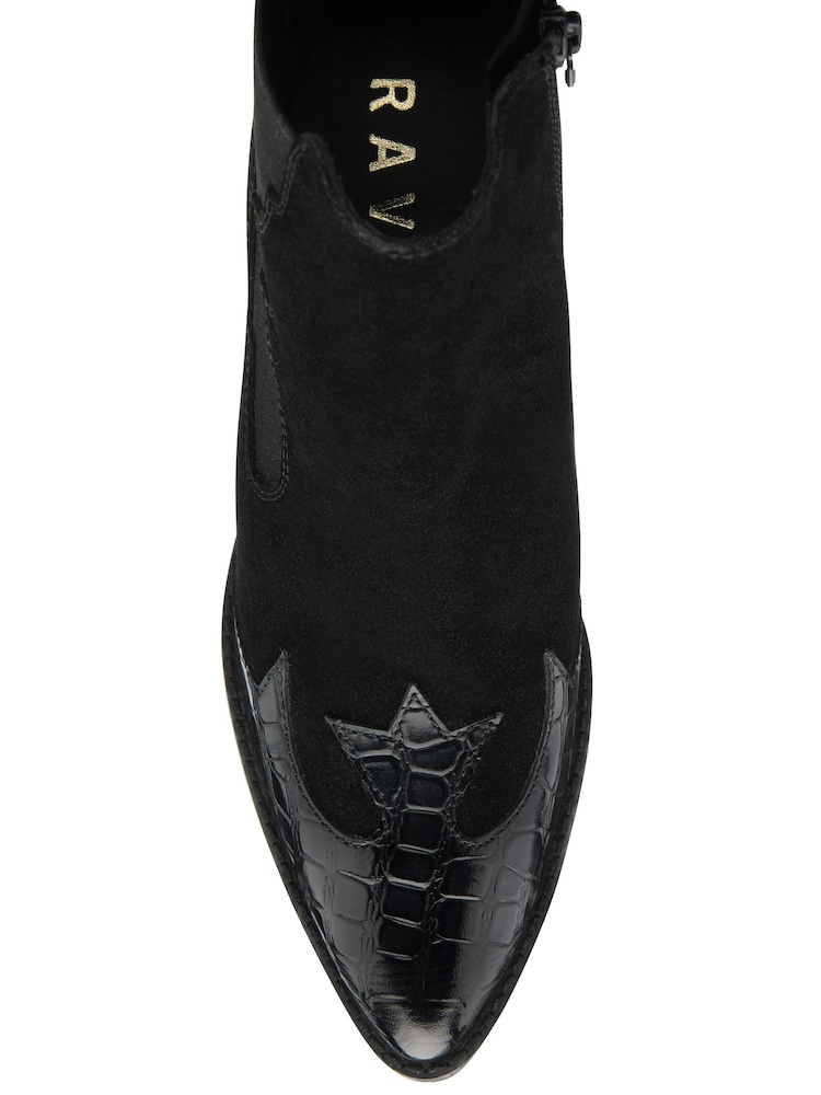 Ravel Black Suede And Patent Ankle Boots - Image 4 of 4