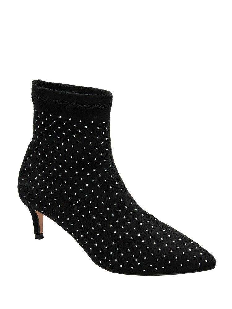 Ravel Black Chrome Imi Suede Sock Ankle Boots - Image 1 of 4
