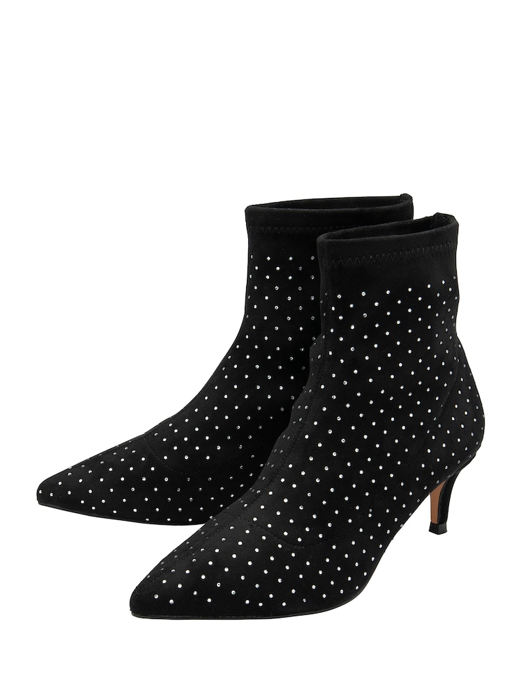 Ravel Black Chrome Imi Suede Sock Ankle Boots - Image 2 of 4