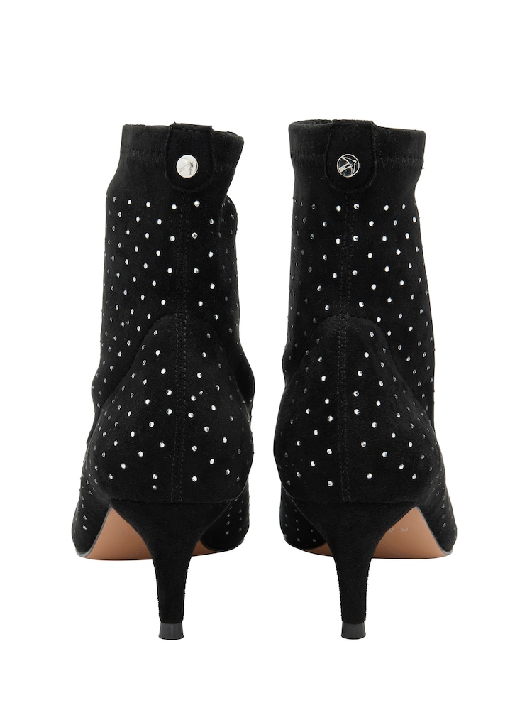 Ravel Black Chrome Imi Suede Sock Ankle Boots - Image 3 of 4