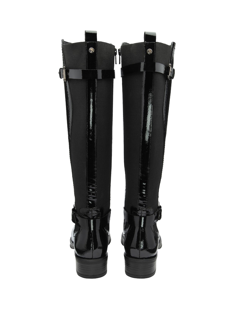Ravel Dark Black Leather Knee-High Boots - Image 3 of 4