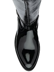 Ravel Dark Black Leather Knee-High Boots - Image 4 of 4