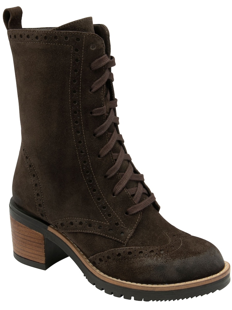 Ravel Brown Suede Zip-Up Mid-Calf Boots - Image 1 of 4