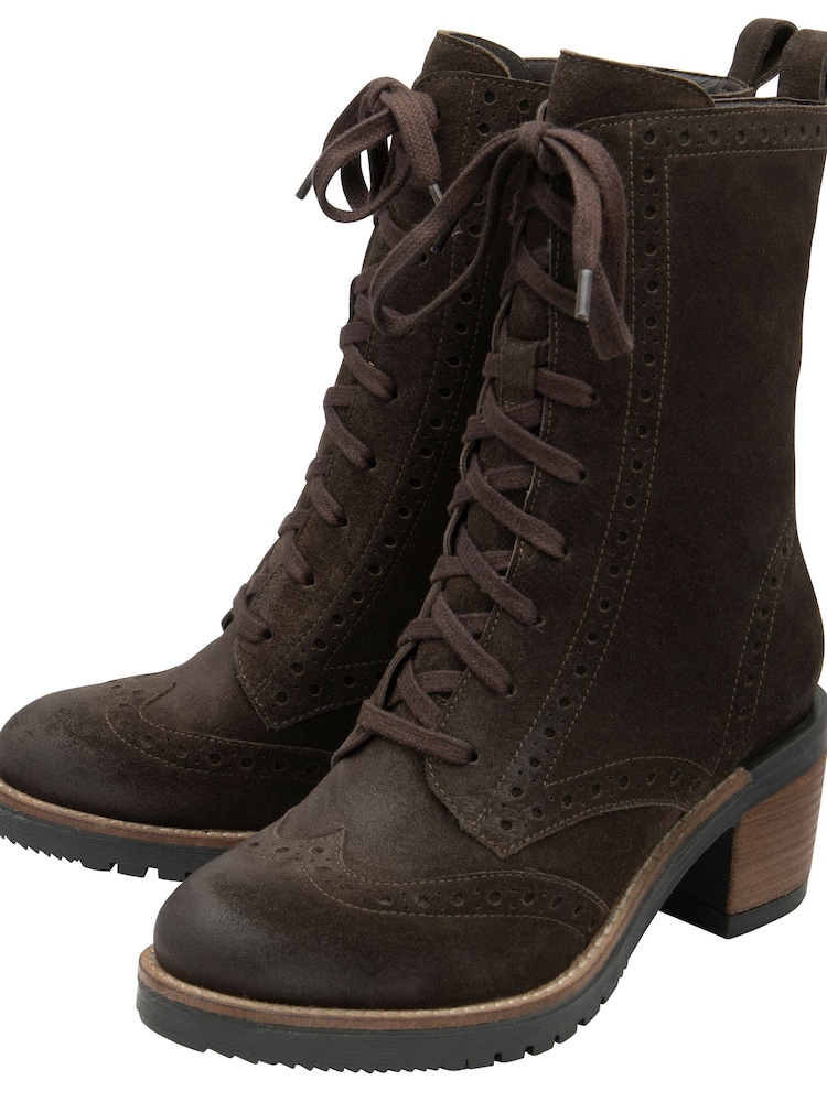 Ravel Brown Suede Zip-Up Mid-Calf Boots - Image 2 of 4