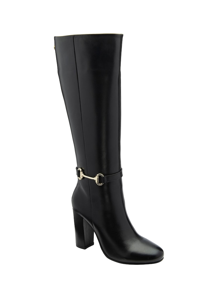 Ravel Black Leather Knee High Boots - Image 2 of 5 Ravel Black Leather Knee High Boots - Image 2 of 5