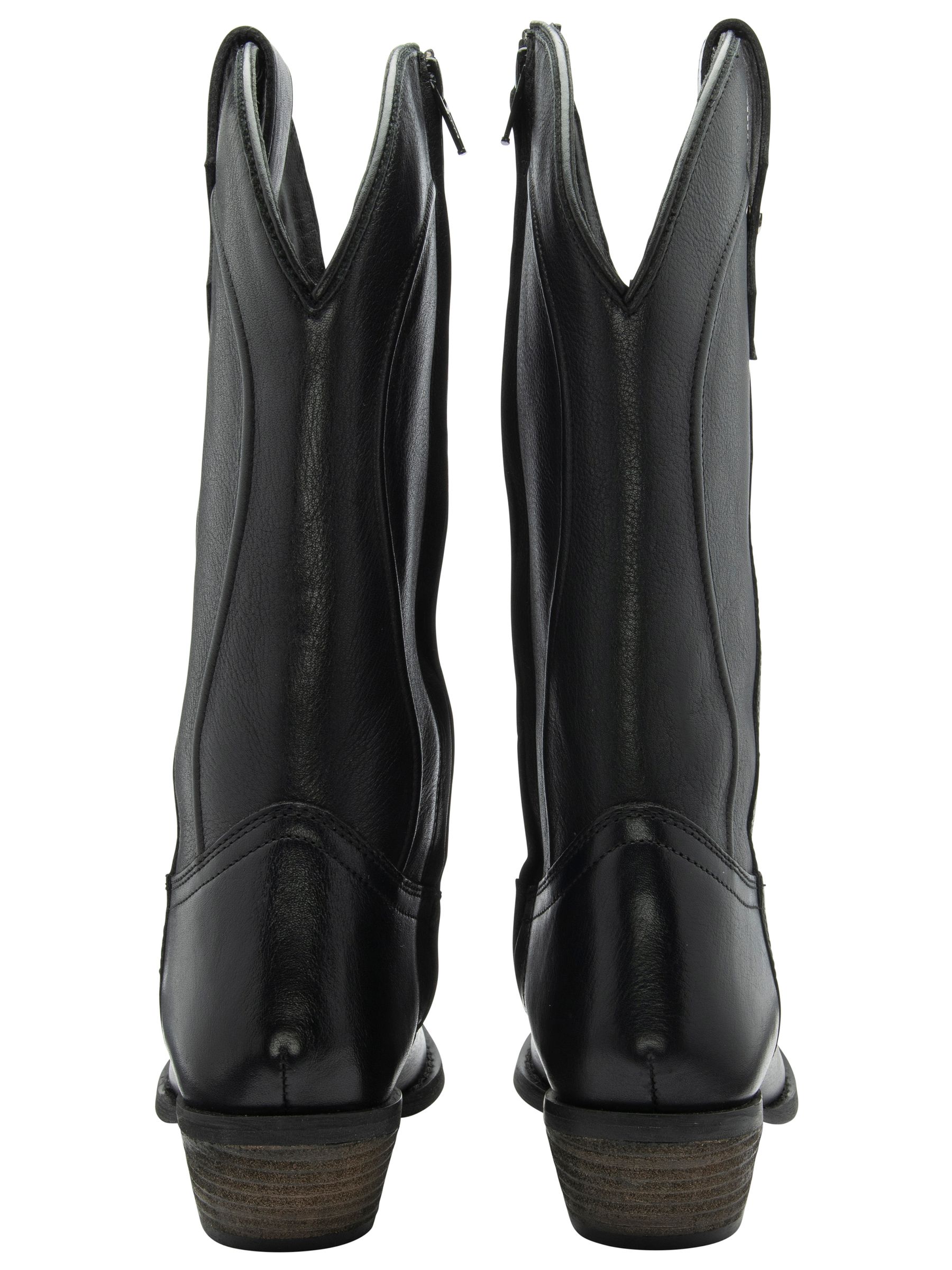 Buy Ravel Black Leather Mid Calf Zip-Up Western Cowboy Boots from