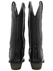 Ravel Black Leather Mid Calf Zip-Up Western Cowboy Boots - Image 3 of 4