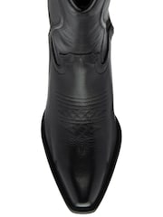 Ravel Black Leather Mid Calf Zip-Up Western Cowboy Boots - Image 4 of 4