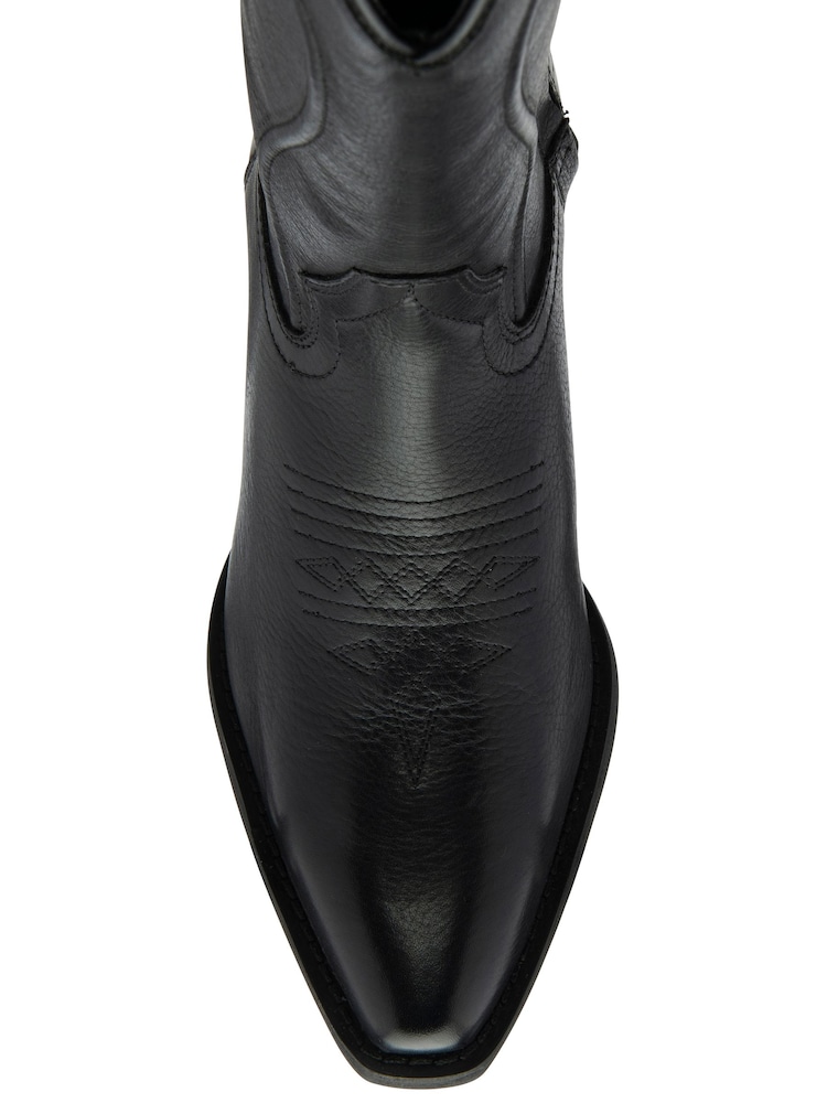 Ravel Black Leather Mid Calf Zip-Up Western Cowboy Boots - Image 4 of 4