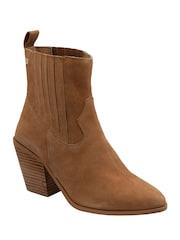 Ravel Brown Suede Pull-On Ankle Boots - Image 2 of 5