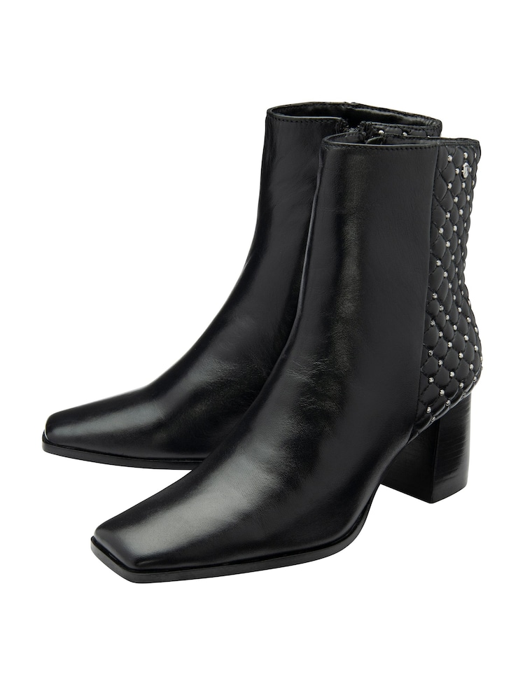 Ravel Black Leather Block-Heel Ankle Boots - Image 2 of 4