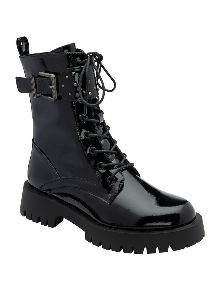 Ravel Black Patent Zip-up Ankle Boots - Image 1 of 4 Ravel Black Patent Zip-up Ankle Boots - Image 1 of 4