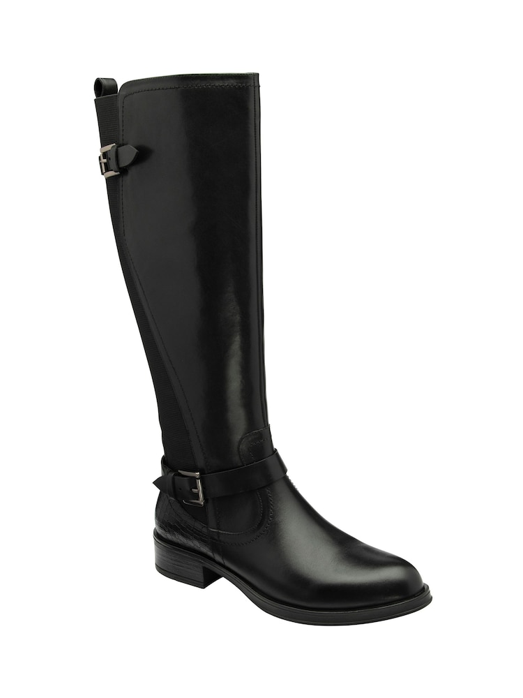 Ravel Black Ground Leather Knee-High Boots - Image 1 of 4
